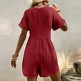 thumbnail image 5 of Simua Women's Rompers for Summer Casual Loose Short Sleeve V-neck Shorts Outfits Lightweight One Piece Solid Color Jumpsuits with Pockets, 5 of 8