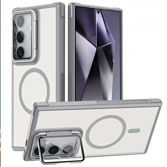 Magnetic for Samsung Galaxy S20 FE Case with Camera Cover Stand [Compatible with MagSafe] [Military-Grade Protection] Translucent Matte Slim Shockproof Phone Case Wireless Charging,Gray