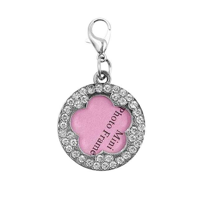 Dsscvnef Medium Size Pet Circular Diamond Dog Tag Loss Information Tag DIY Handwritten Love Pendant