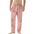 thumbnail image 5 of Dresfit Men's Flannel Pajama Pants Winter Fuzzy Pajamas Fleece Lined Pant Comfort Fluffy Drawstring Plush Bottoms Lounge Warm Solid Color Sleepwear with Pockets Pink M, 5 of 9