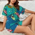 thumbnail image 6 of Womens Pajama Sets With Pocket, Flying Superhero Dinosaur Lounge Sets Short Sleeve Sleepwear PJ Sets for Women, 6 of 6