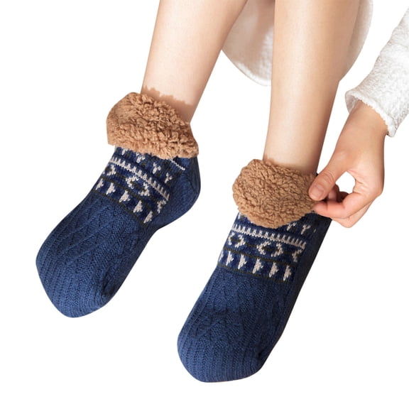 Sales 2026 Socks for Men and Women Under $6 GIJNRIUIUA Blue Crew Socks Winter Men's and Women's Christmas Slippers Socks with Soft Comfortable Lined Socks Warm and Fluffy Non Slip Socks in Winter