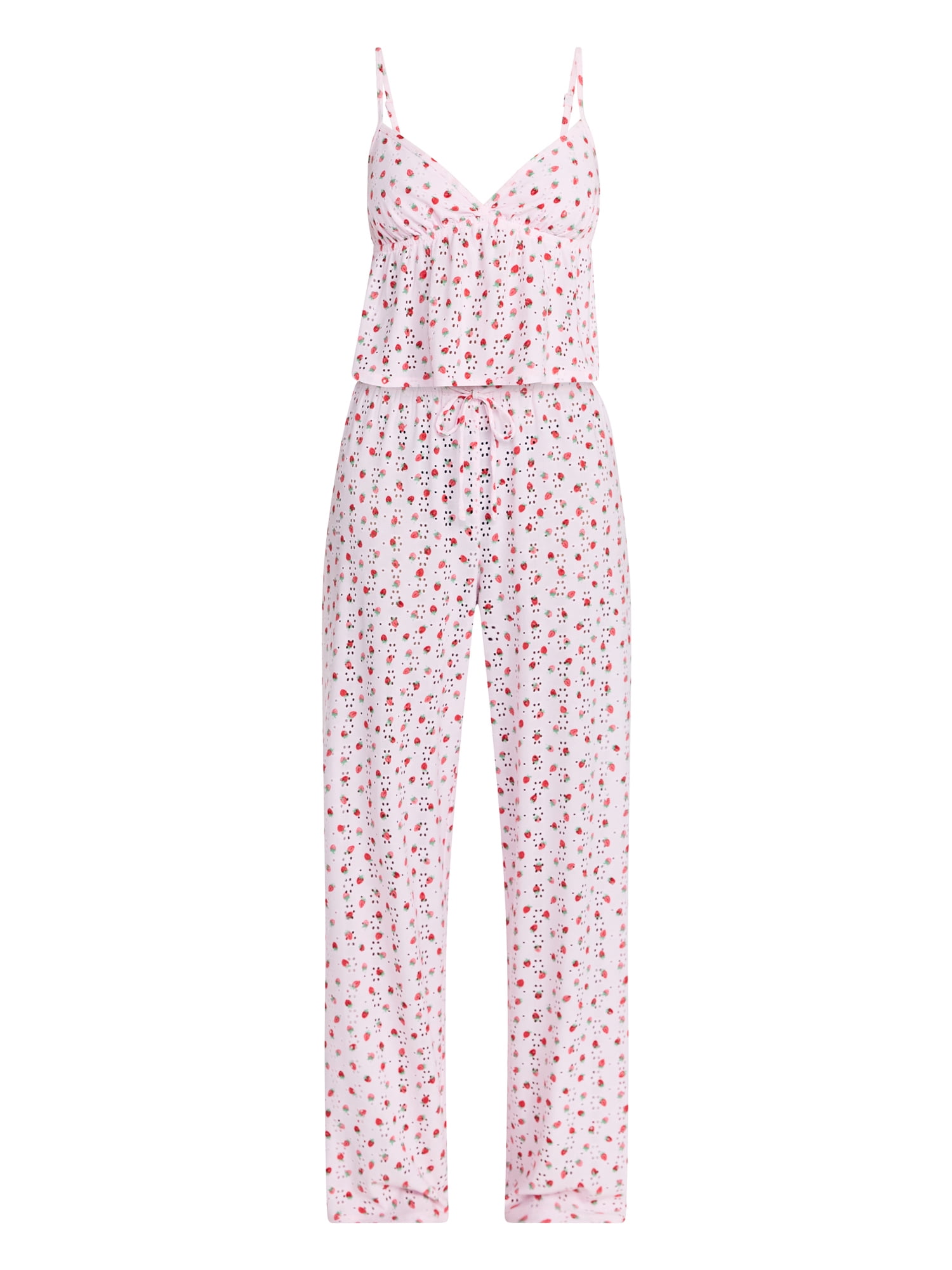 No Boundaries Eyelet Cami and Pants Sleep Set, 2-Piece, Women's XS-XXL