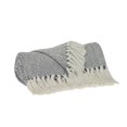 thumbnail image 2 of Nassau Collection Beige and Blue Transitional Handloom Herringbone Throw Blanket 52" x 67", 2 of 5