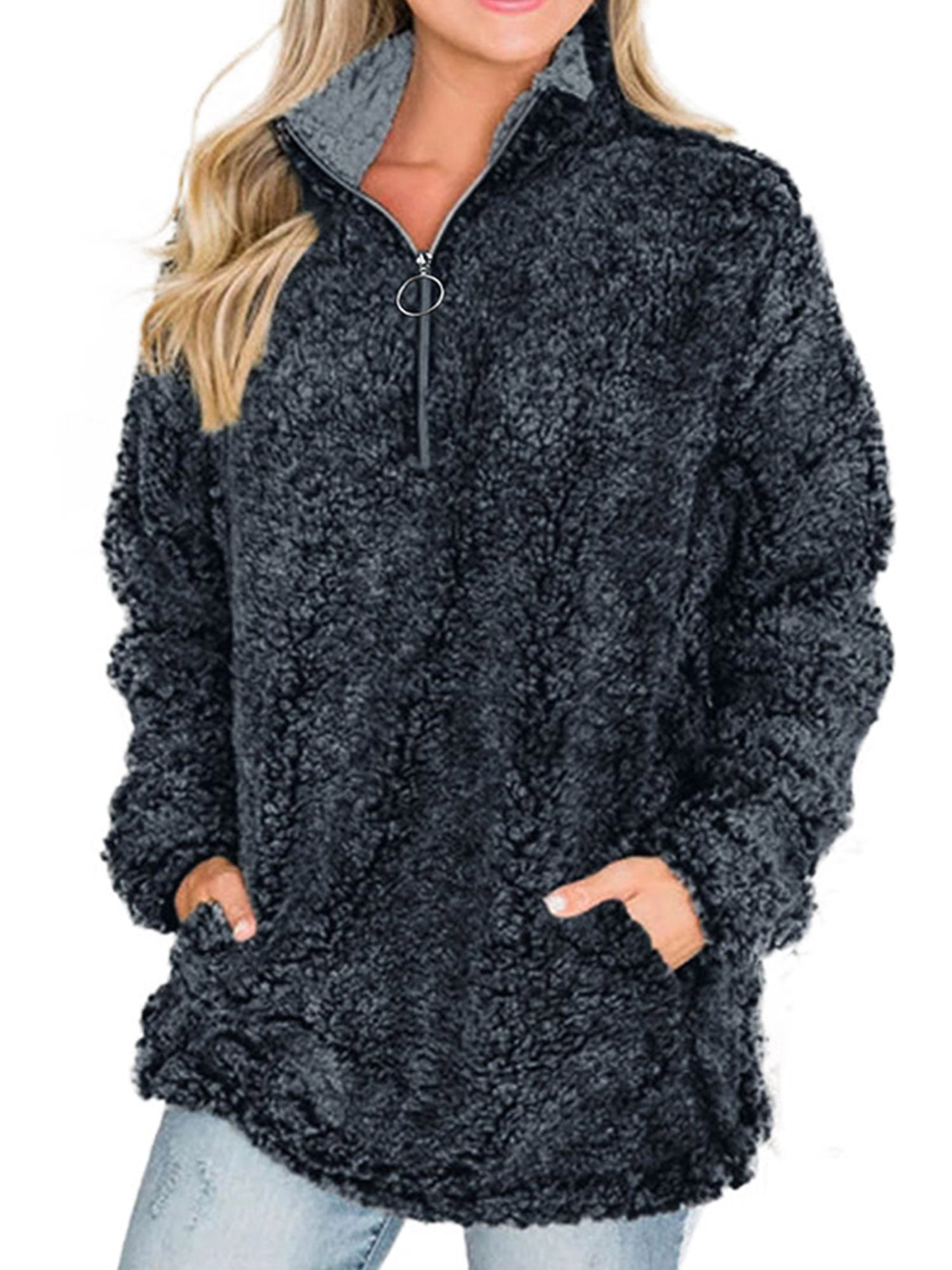 Lallc - Women's Teddy Bear Warm Tops Fluffy Fur Pullover Winter Hoodie ...