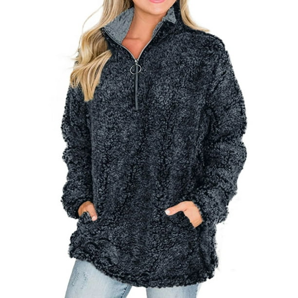 Lallc - Women's Teddy Bear Warm Tops Fluffy Fur Pullover Winter Hoodie ...