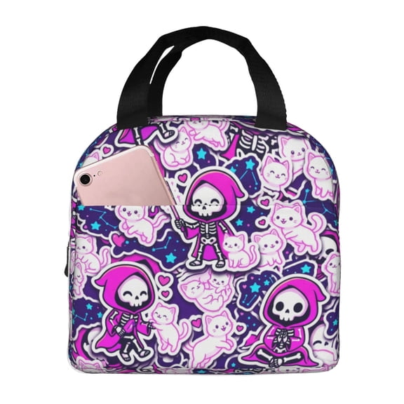 Skull Lunch Bag, Insulated Lunch Box Gothic Thermal Cooler Tote, Reusable Leakproof Meal Prep Bag For Women & Men, Office Work, Travel, And Outdoors