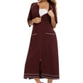 thumbnail image 2 of Tosmy Summer Dress Rubehoow Coat Women's Zipper Front Robes Half Sleeve Bathrobe Full Length Soft Cotton Duster Coat With Pockets Elegant, 2 of 3