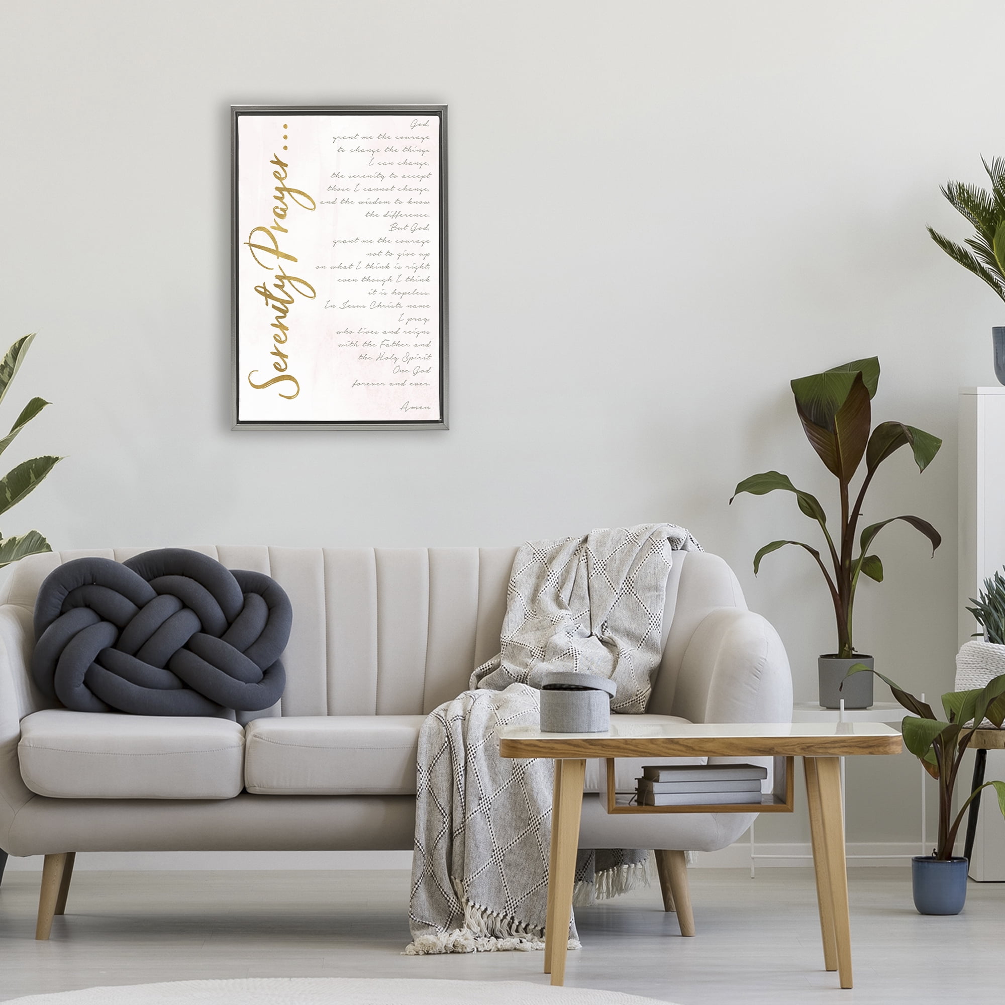 Stupell Industries Serenity Prayer Scripture Gray Framed Floater Canvas Wall Art, design by Anna Quach