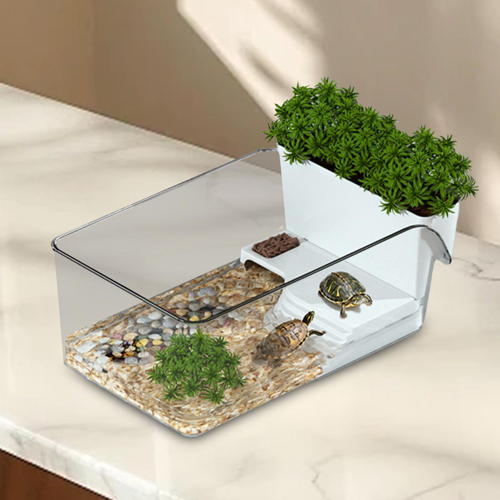 Serenable Small Turtle Tank Enclosure Reptile Habitat for Small Reptiles Crabs Turtles White
