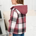thumbnail image 6 of ZOYOEN Girls Plaid Fleece Jackets with Hood- Warm Casual Loose Fit Full Zip Kids Winter Coat Hot Pink Size 8 Years, 6 of 6
