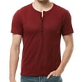 thumbnail image 1 of Birdeem Men Casual Solid Fashion Pullover Round Neck Short Sleeve T Shirt Blouse, 1 of 8