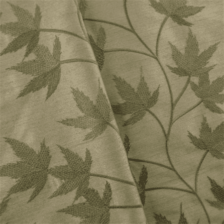 Sage Green Leaf Embroidered Drapery Fabric Fabric By The Yard