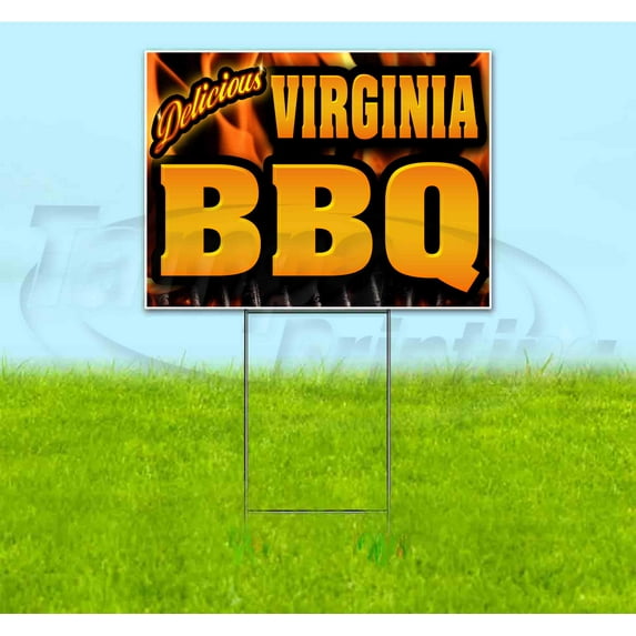 Virginia BBQ (18" x 24") Yard Sign, Includes Metal Step Stake