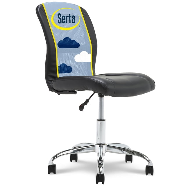 Silla de trabajo Serta Essential sin brazos con ruedas y respaldo de malla negra Serta NA