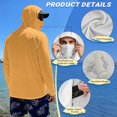 thumbnail image 5 of Bulopur Men’s UV Protection Fishing Shirt with Mask, Lightweight Hooded Sun Top in Solid Warm Orange for Boating, Camping and Summer Adventures, 5 of 8
