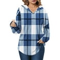 thumbnail image 3 of UVN Fall Hoodies for Women Long Sleeve V Neck Hooded Sweatshirts Ladies Loose Casual Drawstring Pullover Tops, 3 of 9