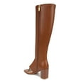 thumbnail image 2 of YDN Women Open Split Toe Knee High Boots Side Zipper Mid Chunky Heels Fashion Dressy Party Long Booties Size 7 Brown, 2 of 3