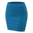 thumbnail image 1 of Doublju Women's Stretch Knit Bodycon Mini Skirt TURQUOISE 3XL Plus Size, 1 of 3
