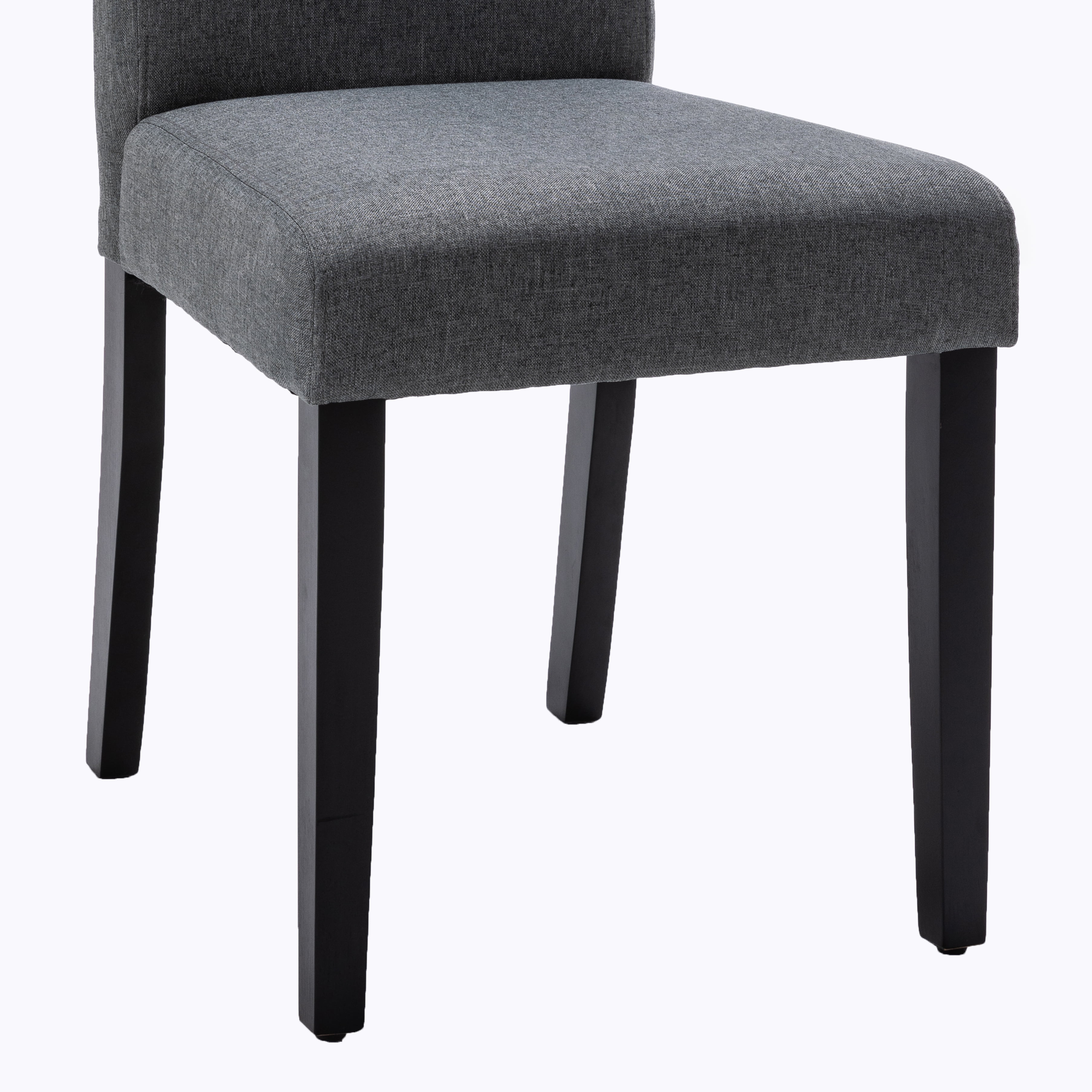 Modern 2 PC Polyester Dining Chair Set with Diamond Tufted Back and Wooden Legs, Dark Grey - AC Pacific