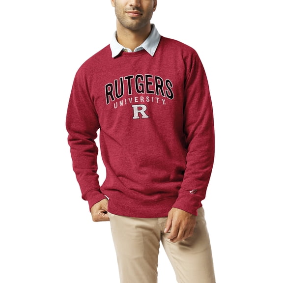 Men's League Collegiate Wear  Heather Red Rutgers Scarlet Knights  Heritage Tri-Blend Pullover Sweatshirt
