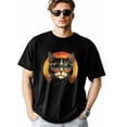 thumbnail image 1 of T-Shirts for Men, Cartoon Black Cat Crew Neck Cotton T-Shirt Men's Short Sleeve, 1 of 8