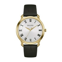 Bulova Men's Gold Finish Watch with Leather Strap 97A123