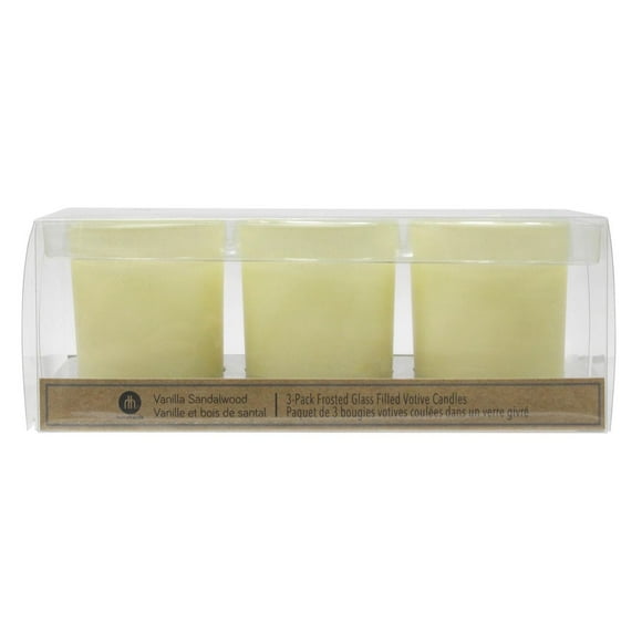 Hometrends Vanilla Sandalwood Scented 3-Pack Frosted Glass Filled Votive Candles