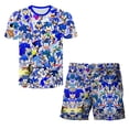 thumbnail image 3 of Conjunto de camiseta y pantalón corto de dos piezas para niños del anime japonés "Sonic", camiseta de verano para niño y niña + pantalón corto de playa, 3 of 5