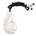 thumbnail image 2 of 81stgeneration Women's Men's Hand Carved Bone Sea Waves Maori Hei Matau Hook Whale Pendant Necklace, 2 of 4