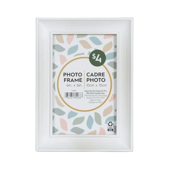 DesignOvation Nikolai 4" x 6" White Decorative Tabletop Picture Frame