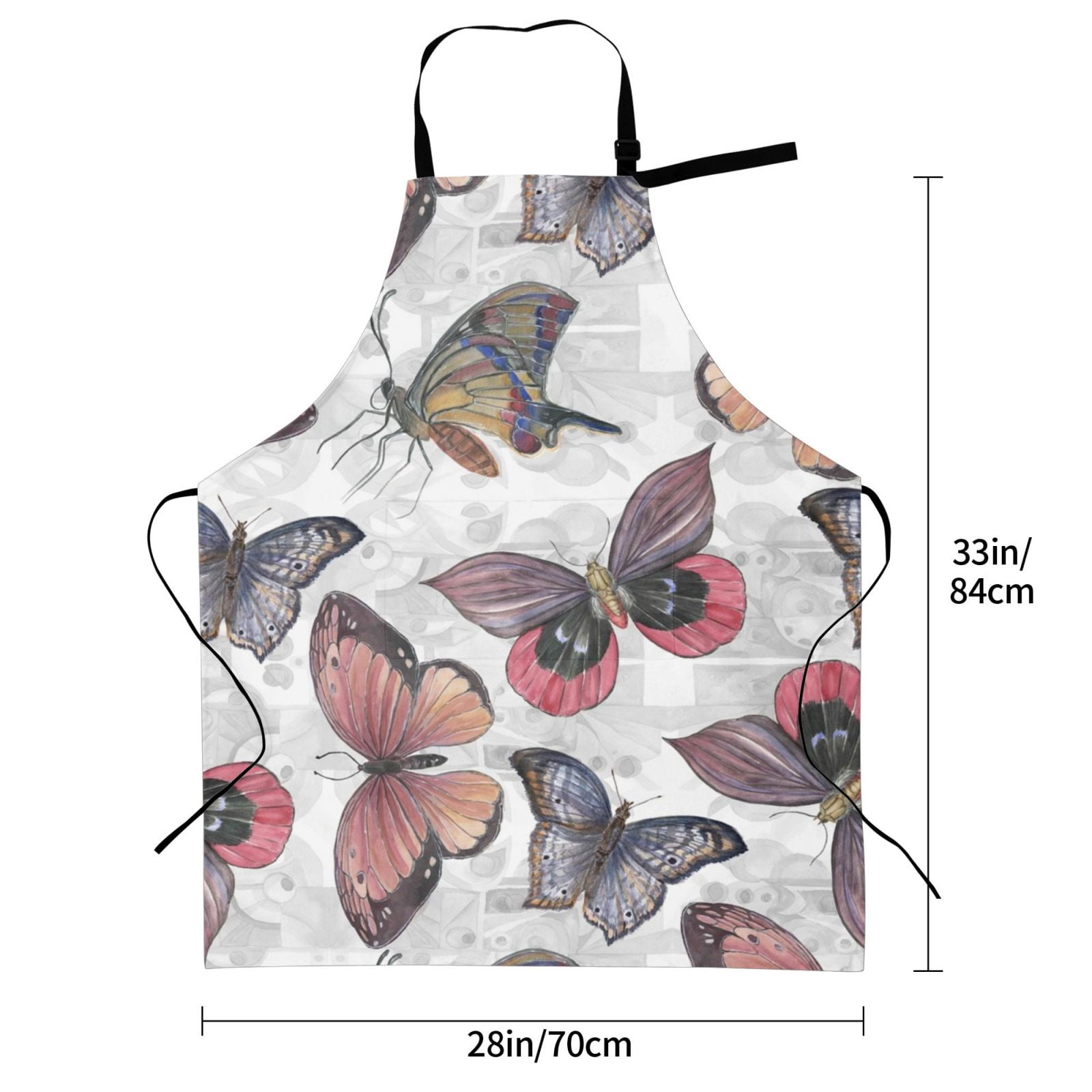 Kdxio Vintage Butterflies Apron with Pockets Adjustable Kitchen Aprons for Men Women Waterproof Aprons for Cooking,Drawing,Crafting, Baking Household Cleaning