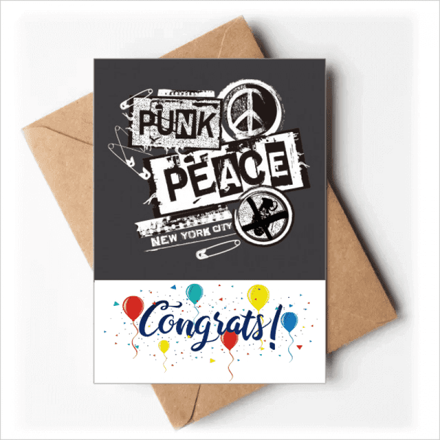Tarjeta de felicitación Unbranded Punk de Nueva York muestra patrón anti guerra 10 tarjetas + 10 Sobre