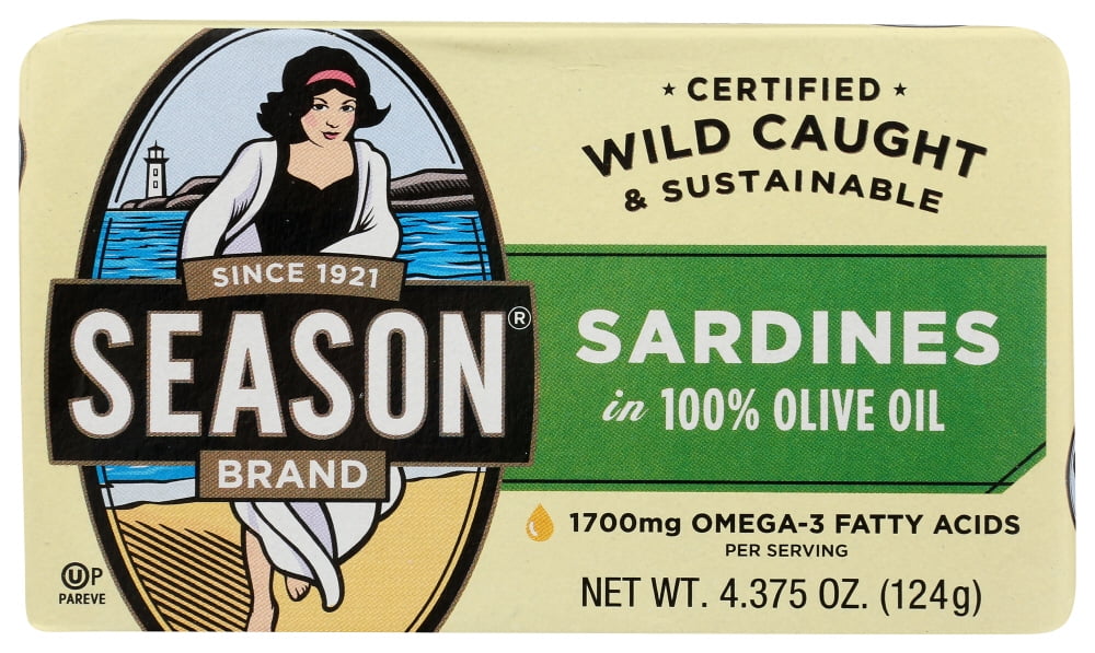 (6 pack) Season Sardines in Olive Oil, Salt Added, 4.375 oz Can