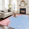 thumbnail image 2 of Large Area Rugs for Living Room Bedroom, Japanese Cherry Blossoms 5'x8' Rug Washable Carpet Runner Indoor Outdoor, Watercolor Floral Art Blue Sky Non Slip Floor Mats Rug for Kitchen, Bathroom, 2 of 8