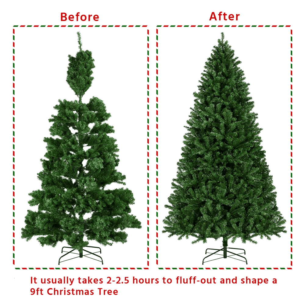 Alden Design 9ft Pre-Lit Christmas Tree with Warm Lights, Green