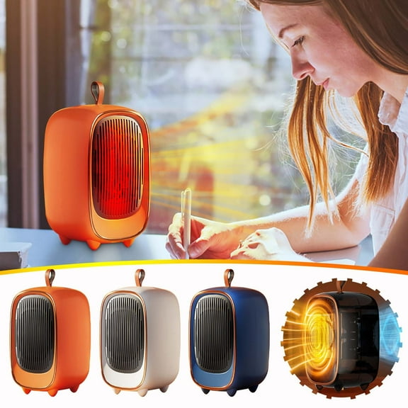 Nkmbld Mini Heater for Office Desk, Portable Desktop Heater Fan for Office with Adjustable Thermostat and Overheat Protection, Orange