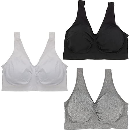 

Delta Burke Intimates Women s Plus-Size Seamless Comfort Bra - 3 Pack - Grey White & Black - 1X