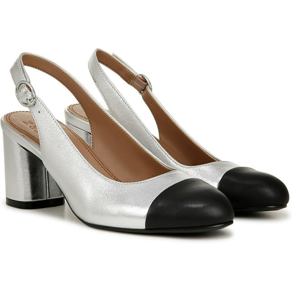 Naturalizer Womens Sophie Cap Toe Slingback Pump Silver Metallic 9M