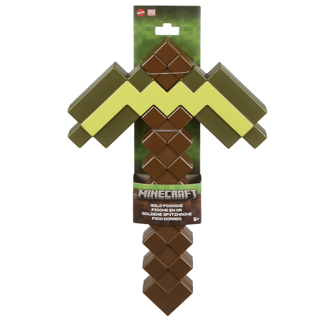 Mattel Minecraft Gold Pickaxe Toy, Pixelated Role-Play Accessory