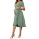 thumbnail image 4 of VESTIDO MATERNIDAD ENVOLVENTE DÍA DE LA MADRE, ESCOTE V, VOLANTES, SEMI FORMAL, FOTOS, CÓCTEL, GRIS VERDE L, 4 of 6