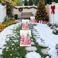 thumbnail image 4 of Festive Pink Christmas Garden Flag, Double Sided Yard Decoration with Snowman and Reindeer, Outdoor Flag for Garden, Porch, Patio, and Balcony, Holiday Season Ornament for Christmas Cheer, 4 of 6