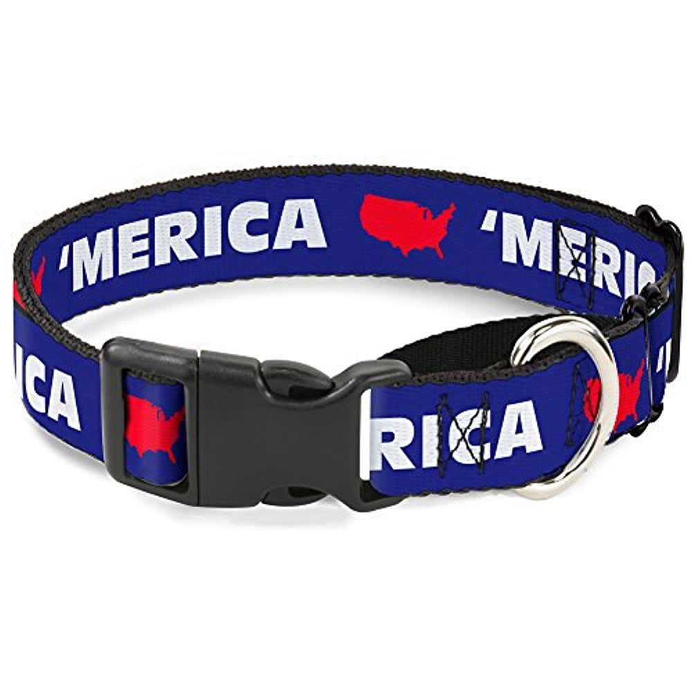 buckle-down merica usa silhouette blue white red martingale dog collar