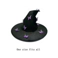 thumbnail image 2 of Pleated Butterfly Witch Hat Ruched Wizard Cap Decorative Halloween Costume Accessory for Women Black Purple, 2 of 5
