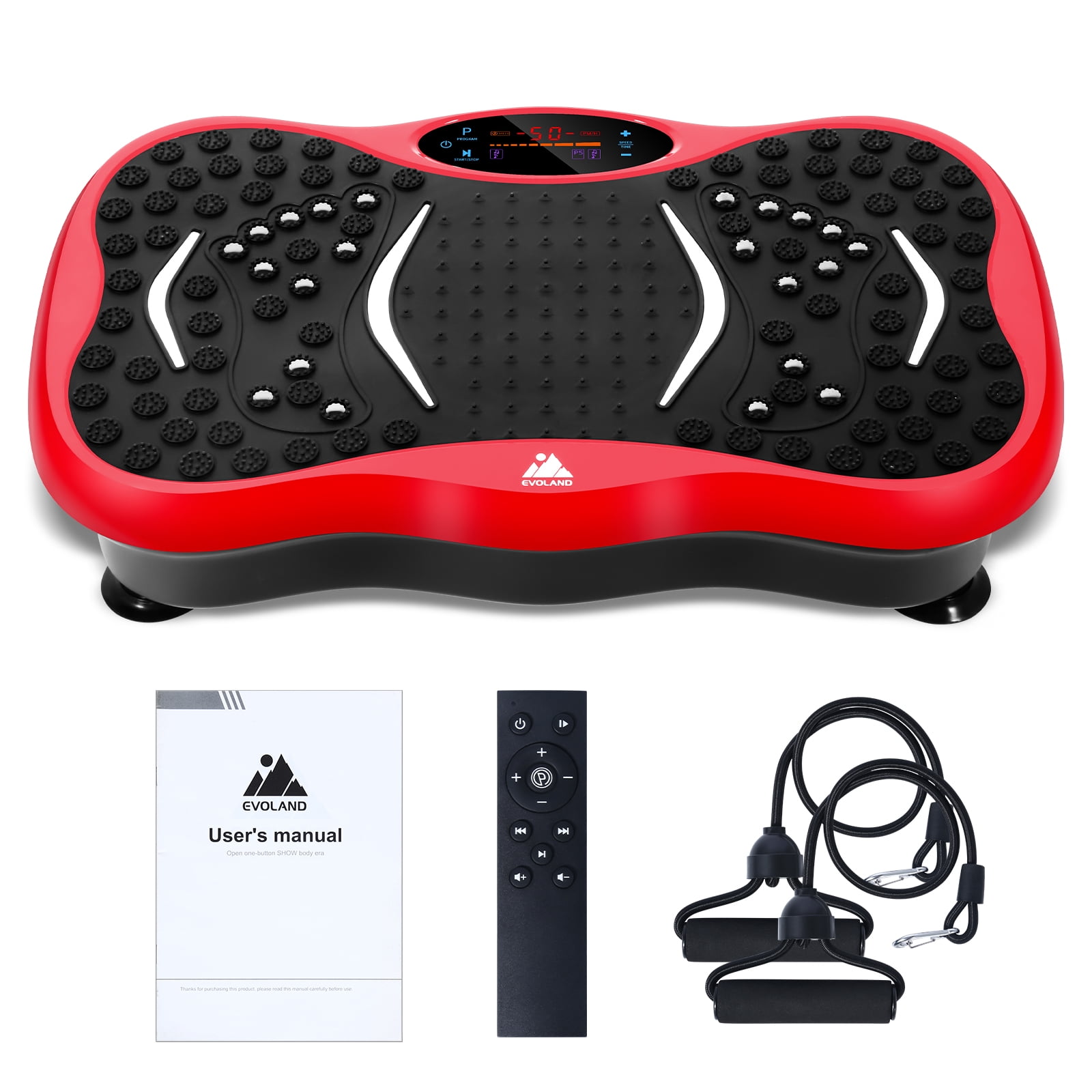 Vowella Vibration Plate Exercise Machine with 99 Speed Levels, Compact Home Fitness Platform for Weight Loss, Toning & Full Body Workout, 6 Workout Modes, Bluetooth & LCD Display, Holds 330 lbs, Red