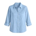 thumbnail image 6 of CFMIURAN Under $10 Womens Button Down Shirts, Linen Cotton Short Sleeve Button Up Top Spring Summer Casual Dressy V Neck Work Blouses (Sky Blue, M), 6 of 6