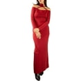 thumbnail image 2 of Jess por Meiko Vestido de Mujer de Manga Larga Off Shoulder con Adorno de Flores Vestido Bodycon Maxi M Burdeos, 2 of 7