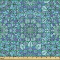 thumbnail image 2 of Ambesonne Floral Fabric by the Yard Upholstery, Mandala Themed Eastern Petal, 10 Yards, Aqua and Blue Violet, 2 of 5