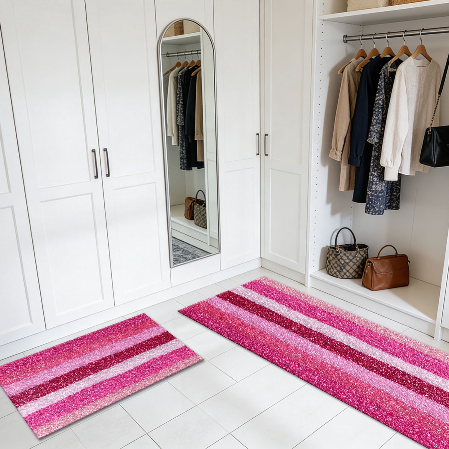 Three-Piece Kitchen Rug Set, Abstract Pattern Kitchen Hallway Rug, Soft And Comfortable, Suitable for Sinks, Floors, Entrances, Hallways, Bathrooms