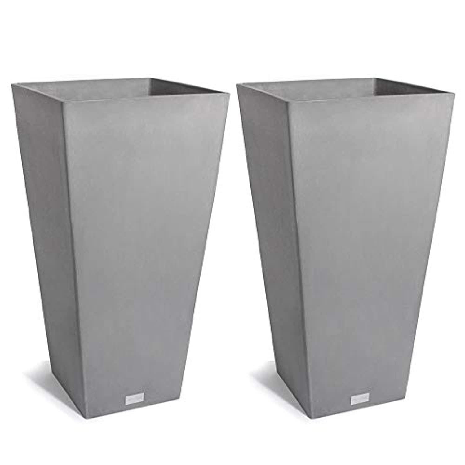 veradek vresin indoor/outdoor taper planter, 2pack (30 inch, grey